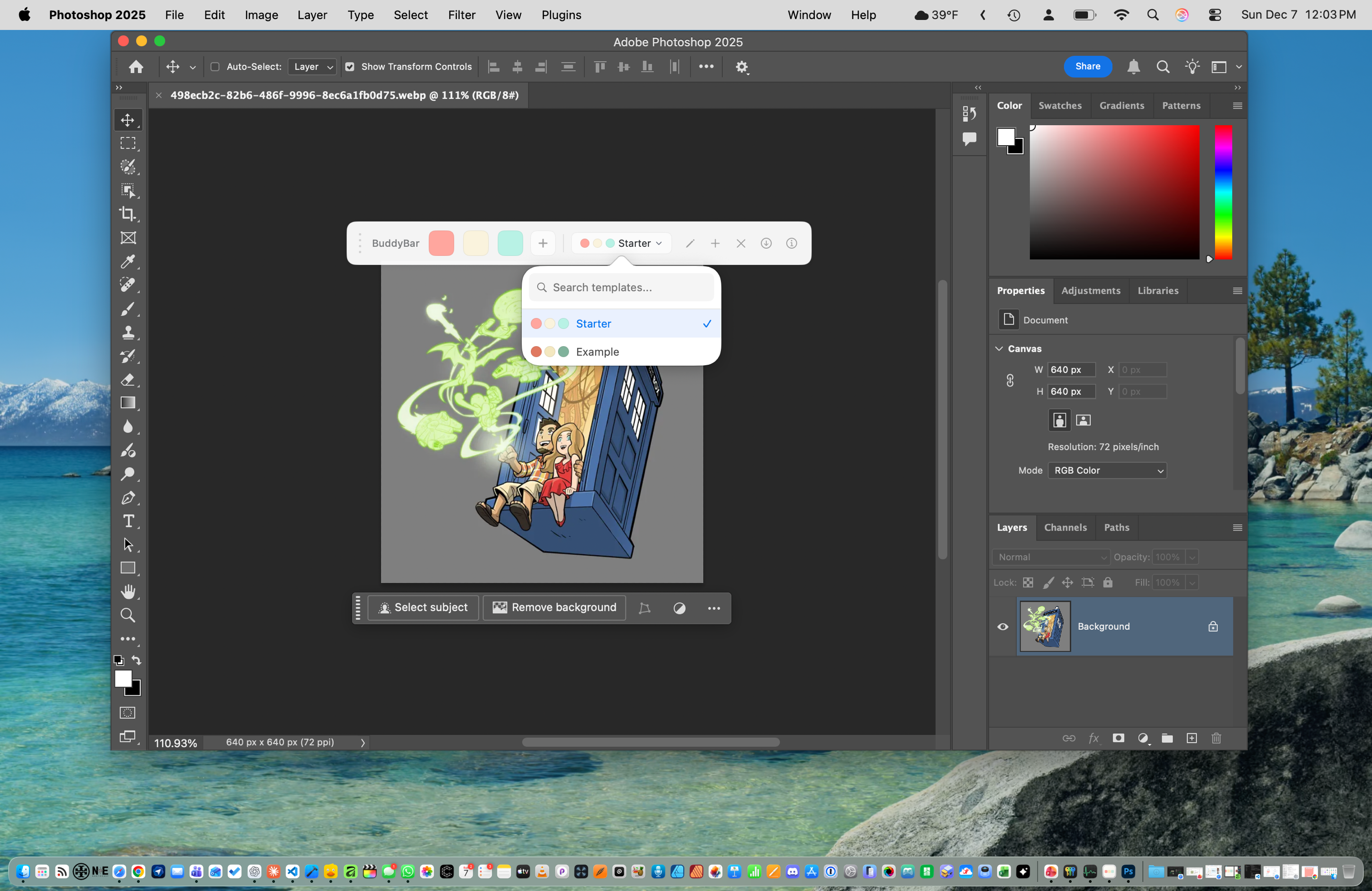 BuddyBar Mac app in menu bar