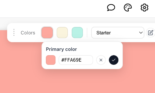 Color editor popup interface