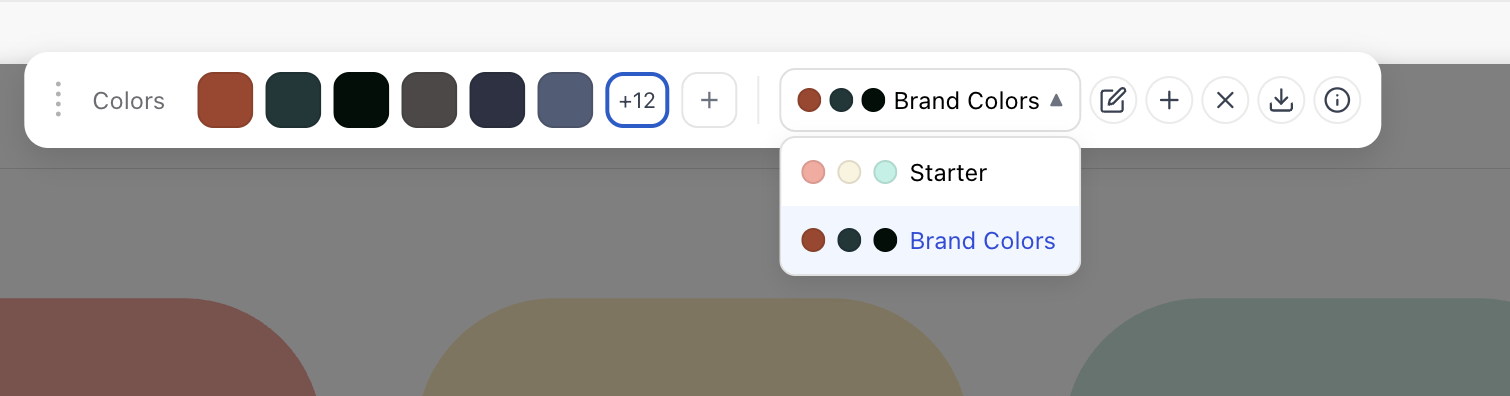 Template dropdown with color previews